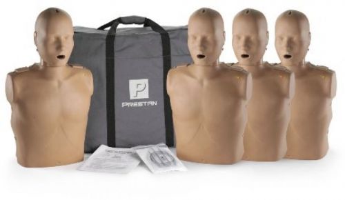Prestan Adult CPR Training Manikin 4-Pack Dark Skin W/ Monitor CPR-AED Lung Bags