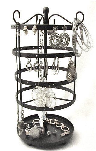 Earring Go Round Jewelry Stand Brown Holder Organizer Display Tree Made of Metal