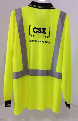 NWT CSX ORR SAFETY LONG SLEEVE COLLARED LONG SLEEVE NEON SAFTEY SHIRT XL