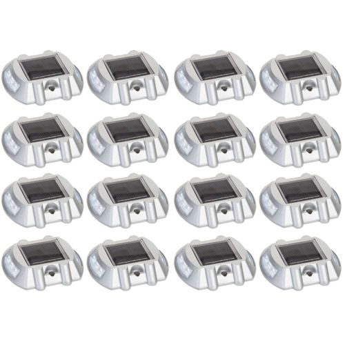 16 Pack White Solar Powered LED Road Stud Driveway Pathway Stair Deck Dock Light