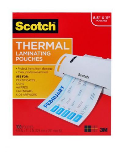 3M Scotch Laminating Pouches Thermal 8.9 x 11.4-Inches 3 Mil Thick, 100 Pack NEW
