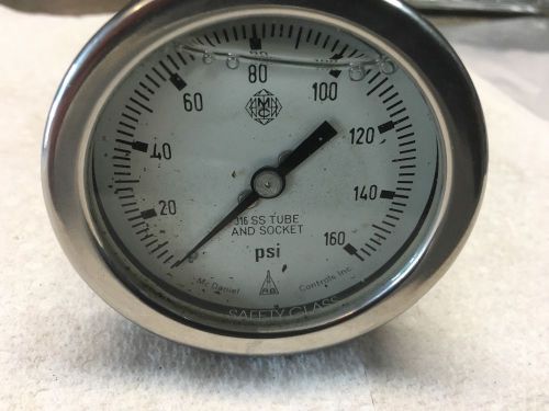 MCDANIEL 2-1/2&#034; LIQUID FILLED SS PRESSURE GAUGE 0-100 PSI 316 SS TUBE &amp; SOCKET