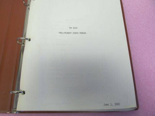 Philips pm3633  logic  analyzer preliminary user&#039;s manual, 1985, binder for sale