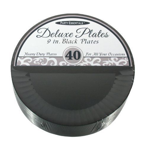 Party Essentials Deluxe Quality Hard Plastic 40 Count Round Party/Luncheon Black