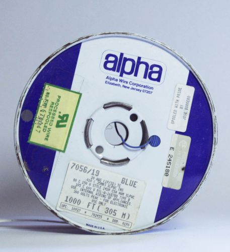 Vintage Alpha Wire Corporation 7056/19 Blue 20 AWG 100FT Spool (Partial)