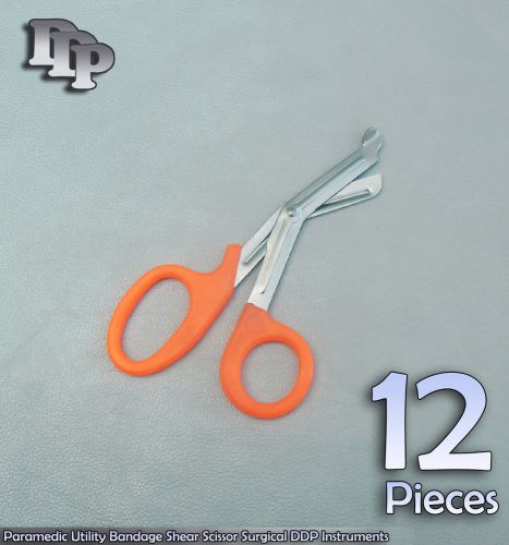 12 Pcs Paramedic Utility Bandage Shear Scissor 5.5&#034; Orange Handle Surgical
