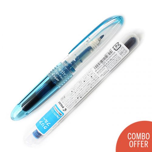 Pilot Petit 2 Collection Mini Sign Pen + a refill - Medium Nib Clear Blue