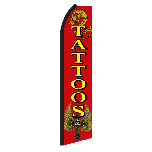 Tattoos business sign Swooper flag 15ft Feather Banner made USA