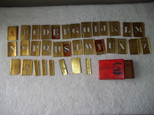 Vintage Reese&#039;s Adjustable Brass Stencils 1&#034; Letters 2 Sets 68 Pcs