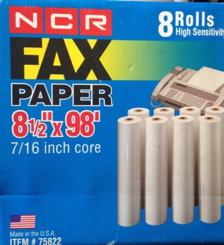 NCR Fax Paper 8 Rolls 8.5 x 98&#039; (8 1/2&#034;x98&#039;) 7/16&#034; Core High Sensitivity