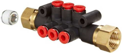 Smc km12-03-35-6 pbt push-to-connect tubing manifold, 2 inlets-1/4&#034; npt female, for sale