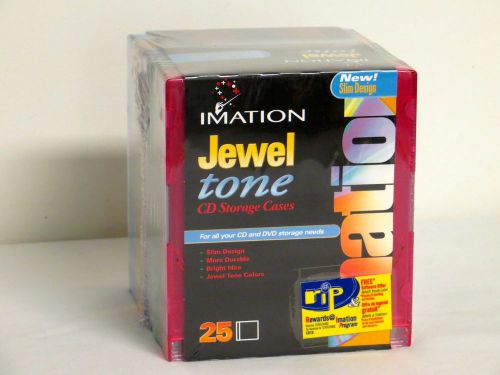 New Box of 25 Imation Slim Design Jewel Tone Storage Cases (NO DISCS)