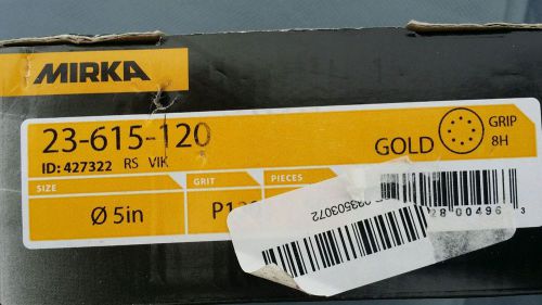 Mirka 23-615-120 Bulldog Gold 5-Inch 8-Hole 120 Grit Grip Velcro Discs, 50-pack