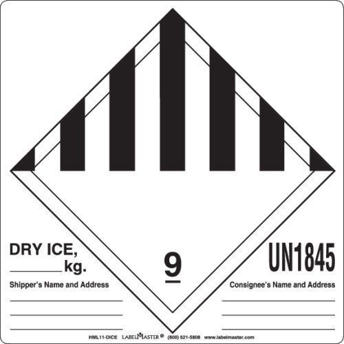 Labelmaster HML11-DICE Dry Ice Label, Made in the U.S.A, 4.75&#034; x 4&#034; Pack of 500