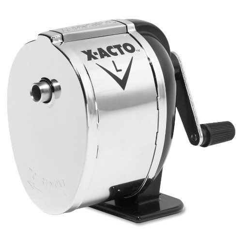 X-Acto 1041 Model l table- or wall-mount pencil sharpener, chrome receptacle,