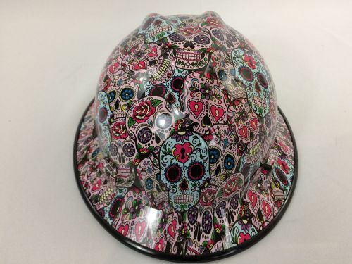 MSA V-Gard Hard Hat W/Fas-Trac Sugar Skulls Hydrographic Print OSHA/CSA