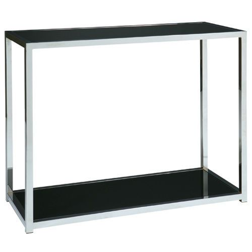 MODERN CONSOLE TABLE Sofa Foyer Black Glass with Chrome Frame NEW Modular ORAT-2