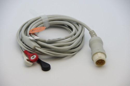 ECG Cable EKG 8 pins 3 Leads Snap Philips H/P Viridia Merlin, USA SELLER