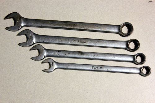 USED Set of 4 Snap On Combination Wrenches OEX-20 OEX-18 OEX-16 OSH14 7/16&#034;-5/8&#034;