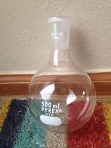 Pyrex 500 ml round bottom boiling flask  24/40 neck very nice! for sale