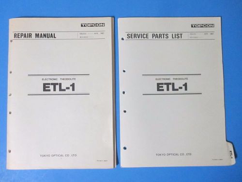 Topcon ETL-1 Theodolite Total Station Repair &amp; Service Parts List Manuals