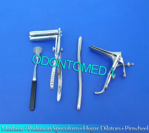 Mathieu Speculum+ Hegar Dilator+ Black Pinwheel &amp; Pederson Speculum Medium