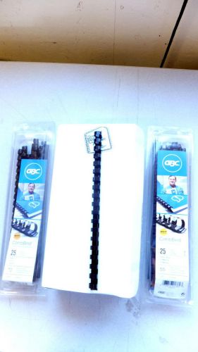 NEW 4-pak GBC Premium Black Plastic Combs, partially used boxes - SEE DETAILS