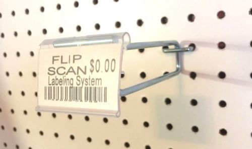 (50 PACK) 4 Inch Flip Scan Metal Peg Hooks with Label Holder  1/8 &amp; 1/4 Pegboard