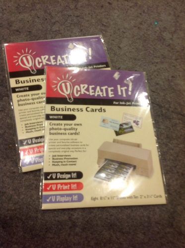 U Create It Print and Design Business Cards Makes 80 Do It Yourself 2 Packs NIP