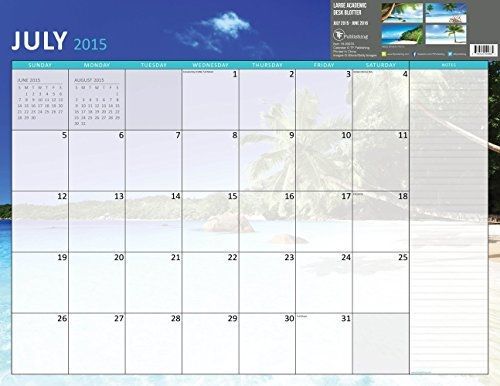 TF Publishing 2016 Tropical Beaches Academic July-June Desk Blotter Calendar