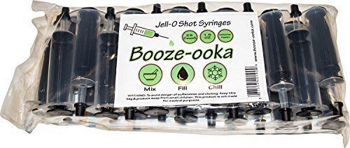 25 pack black booze-ooka reusable jello shot syringe injectors with caps 1.5 oz, for sale