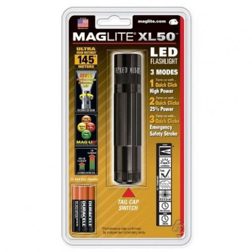 Maglite LED Flashlight 3-Cell AAA Black Blister Pack XL50-S3016