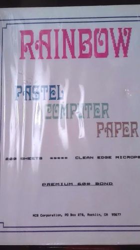 Computer Paper Rainbow Pastel Color Continuous Tractor Form 200 Sheet Dot Matrix