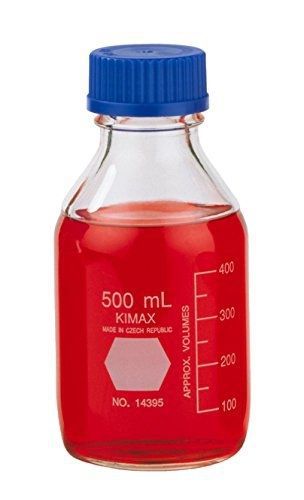 Kimble chase kimax 14395-500 borosilicate glass gl-45 media/storage bottle with for sale