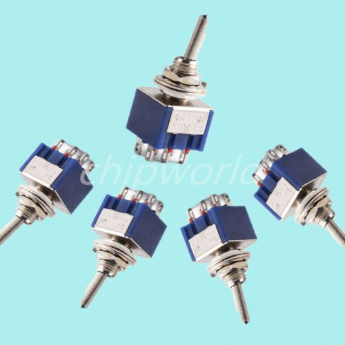 5pcs mini toggle switch dpdt on-on two position blue 6a 125v 3a 250v for sale