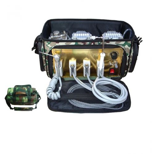 Portable dental unit with air compressor suction system 3 way syringe camouflage for sale