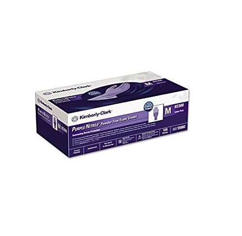 Kimberly clark safety 55082 nitrile gloves, powder free, medium, purple (pack of for sale