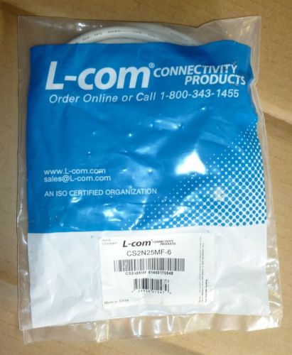 L-COM CS2N25MF-6 PREMIUM MOLDED D-SUB CABLE DB25 MALE/FEMALE 6 FEET