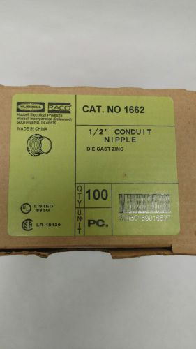 25 piece lot hubbell raco 1662 die cast zinc 1/2&#034; conduit nipples - new for sale