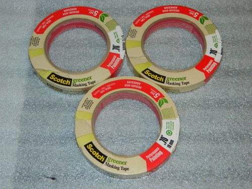 (3) NEW 3M SCOTCH #2050 GREENER MASKING PAINTING TAPE .70&#034; in x 60 yd ROLLS 5618