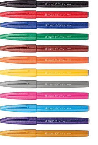 GENUINE Pentel SES15C 12-Assorted Colors Brush Sign Pen (1pc Each) - Assorted