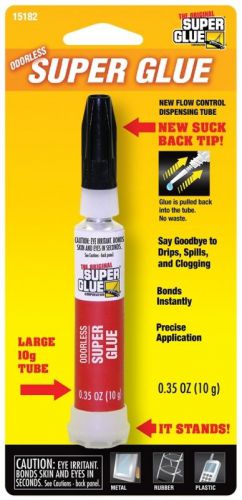 Super Glue Odorless Large Stand Up Tube No-Drip / Clog / Spill (.35oz/10g)