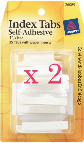 2 Packs: Avery 26089, 1 Inch Index Tabs, Writable Inserts, 50 Clear Tabs - NEW!