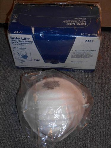 Safe Life A450 N95 Respirator Disposable Mask W/Antimicrobial Lot of 35 SZ M/L