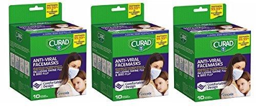 Curad Antiviral Face Mask, 10 Count (3 Packs)
