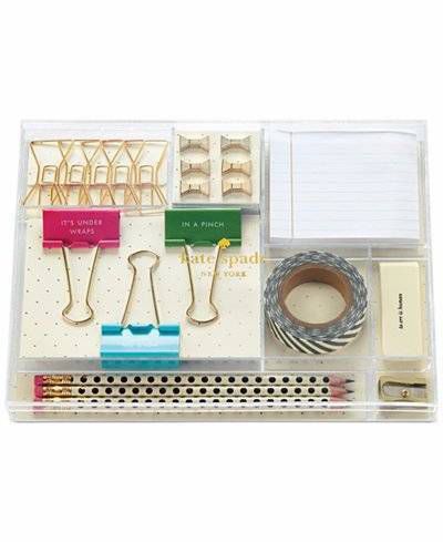 New Kate Spade York Women Whistle While You Work Tackle Box PENCILS ERASER CLIPS
