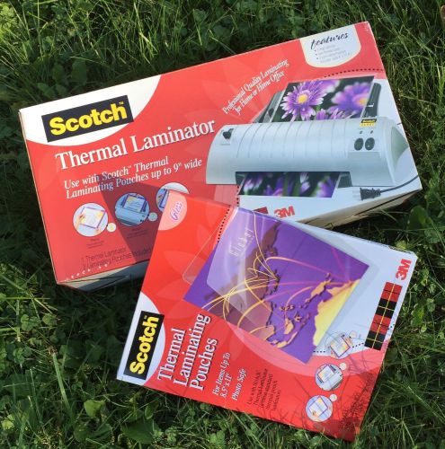 3M Scotch Thermal Laminator Machine NEW + 50 Pouches 3 mil Original Boxes NIB