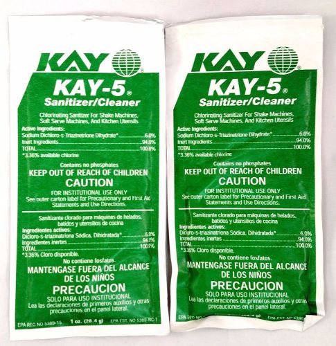 Kay 5 Sanitizer/Cleaner for Soda Fountain, Shake &amp; Soft Serve Machines -Lot of 2