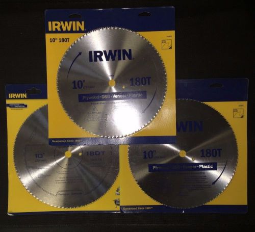 Irwin 11870 10&#034; Irwin Steel 3 PK Circular Saw Blade 180 Tooth