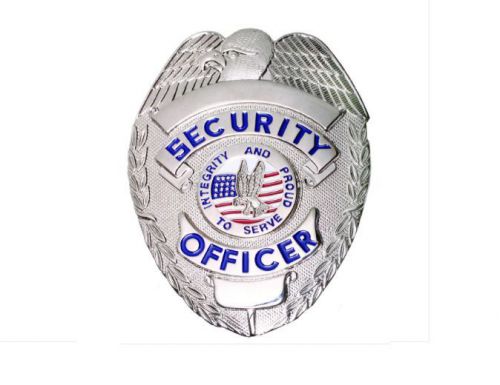 Obsolete security officer silver shield badge with usa flag and eagle in center for sale
